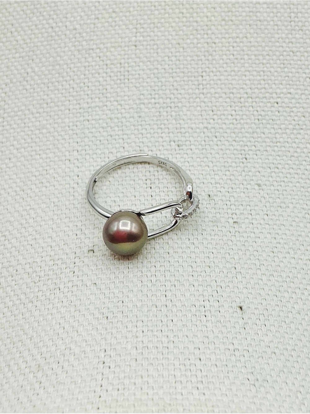 Silver Chocolate Pearl Ring